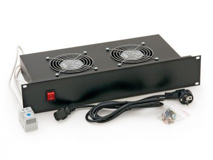 19'' horiz.vent.j.2xVent.-220V/30W termost.2U černá