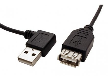 Kabel USB 2.0 A-A 30 cm prodlužovací, lomený vpravo, černý