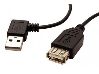 Kabel USB 2.0 A-A 15 cm prodlužovací, lomený vlevo, černý
