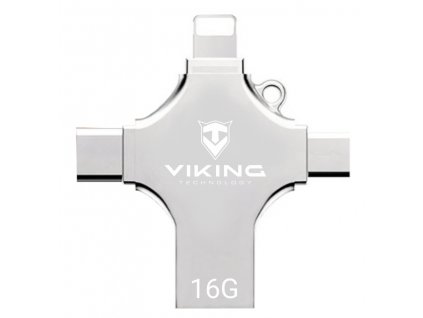 VIKING USB FLASH DISK 16G, 4v1 S KONCOVKOU APPLE LIGHTNING, USB-C, MICRO USB, USB-A