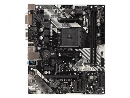 ASROCK B450M-HDV R4.0 (AM4, amd B450, 2xDDR4 3200, 4xSATA3, 7.1, USB3.1, VGA+DVI +HDMI, mATX)