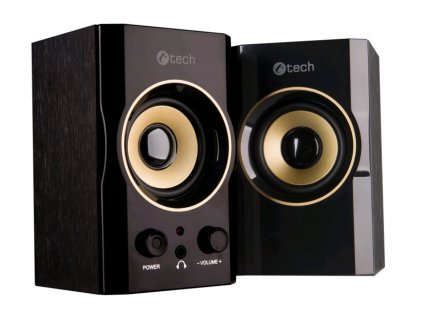 C-TECH reproduktory SPK-11, 2.0, dřevěné, černo-zlaté, USB, 5W