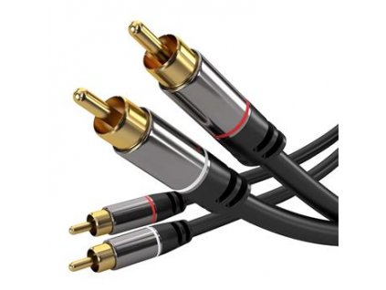 PremiumCord HQ stínený kabel 2x CINCH-2x CINCH M/M 3m