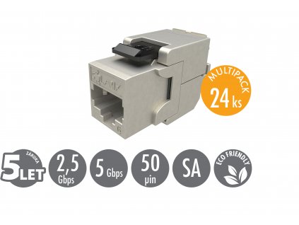 MULTIPACK 24 ks - samořezný keystone Solarix CAT6 STP SXKJ-6-STP-BK-SA