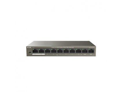 Tenda TEF1110P-8-63W - PoE AT Switch 63Watt, 10xRJ45 Switch s 8x 10/100 Mbps PoE, 2x Uplink, Fanless, Kov