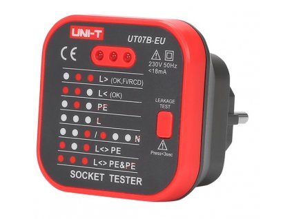 Tester elektrických zásuvek RCD Uni-T UT07B-EU