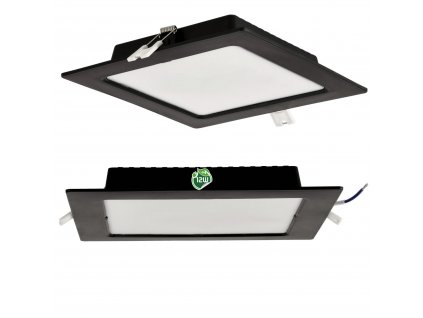 Čtvercový LED panel zapuštěný - černý - 12W - PC - neutrální bílá