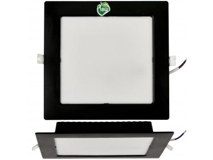 Čtvercový LED pabel zapuštěný - černý - 18W - PC - neutrální bílá