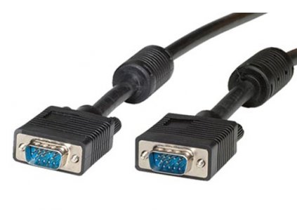 Kabel propojovací VGA HQ MD15HD-MD15HD, 1,8m, stíněný, s ferity