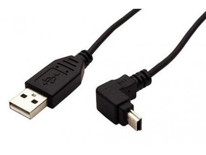 Kabel USB A(M) - miniUSB 5pin B(M), 1,8m, lomený 90°