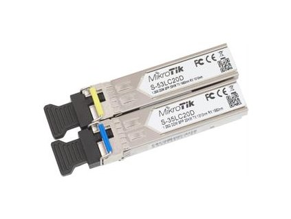 MikroTik pár SFP S-3553LC20D, SM, 20km, 1.25G, 1x LC