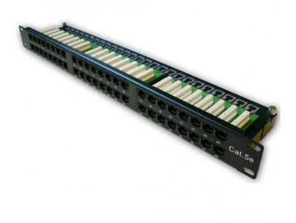 DATACOM Patch panel 19" UTP 48 port CAT5E LSA 1U BK (6x8p)