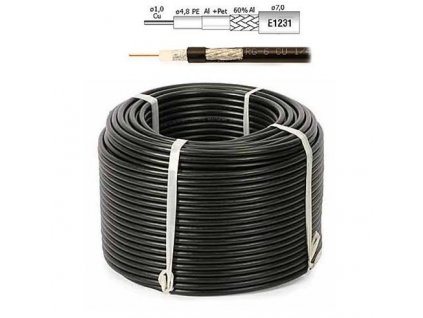 Kabel Koaxiální kabel RG6 Cu PE (75 ohm) - 100 m venkovní černý