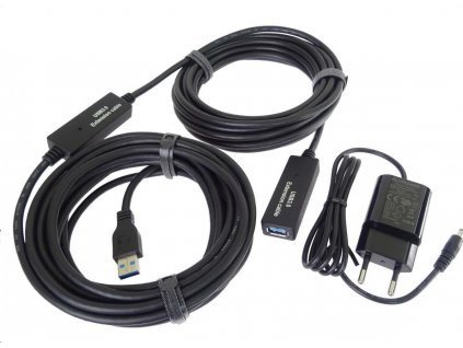 PremiumCord USB 3.0 repeater a prodlužovací kabel A/M-A/F 10m