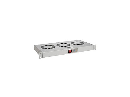 Chladící jednotka 19'' 1U 3 ventilátory s bimetalovým termostatem RAL 7035 do 19'' lišt VJ19-3-T-G