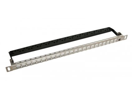 Patch panel Solarix modulární neosazený 24 portů, nerez 0,5U