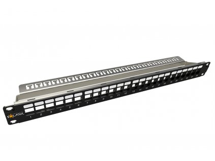 Patch panel Solarix modulární neosazený 24 portů, černý 1U