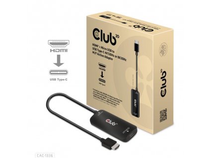 Club3D Adaptér HDMI + Micro USB na USB-C 4K120Hz/8K30Hz, Active Adapter M/F