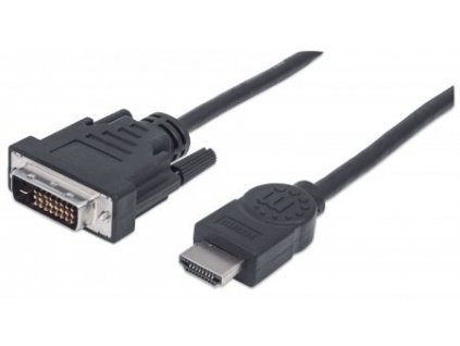 MANHATTAN kabel HDMI Male to DVI-D 24+1 Male, Dual Link, Black, 1,8m