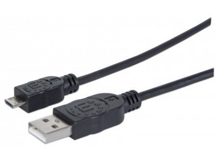 MANHATTAN Kabel propojovací USB 2.0 A Male / Micro-B Male, 1.8m, černý