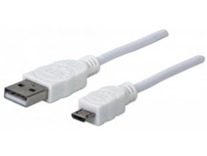 MANHATTAN Kabel propojovací USB 2.0 A Male / Micro-B Male, 1.8m, bílý
