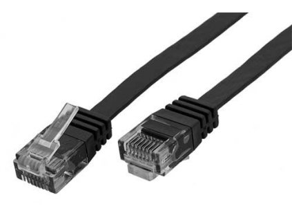 Patch kabel UTP cat 6, 7m plochý - černý
