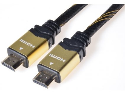 Kabel propojovací HDMI 1.4 + Ethernet, textilní povrch, zlacené konektory, 1,5m