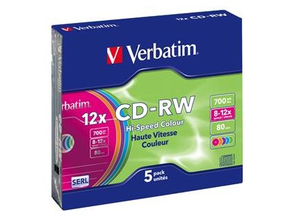 VERBATIM CD-RW(5-Pack)/Slim/Colours/12x/700MB