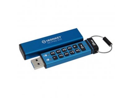 Kingston IronKey Keypad 200/8GB/USB 3.2/USB-A/Modrá