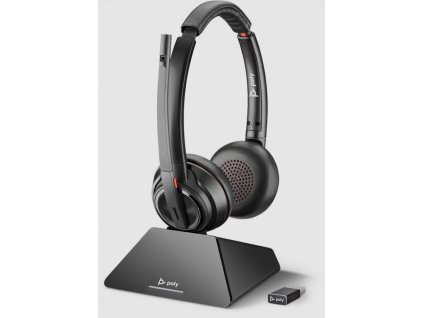 Poly Savi 8220 UC. USB/Stereo/ANC/DECT/Bezdrát/MS/Stand/Černá