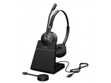 Jabra Engage 55/Stereo/USB-C/DECT/Bezdrát/MS/Stand/Černá