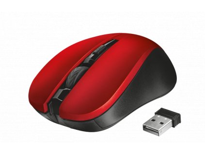 TRUST Mydo Silent Click/Kancelářská/Optická/Bezdrátová USB/Černá-červená