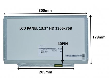 LCD PANEL 13,3'' HD 1366x768 40PIN MATNÝ / ÚCHYTY PO STRANÁCH