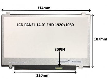 LCD PANEL 14,0'' FHD 1920x1080 30PIN MATNÝ / ÚCHYTY NAHOŘE A DOLE