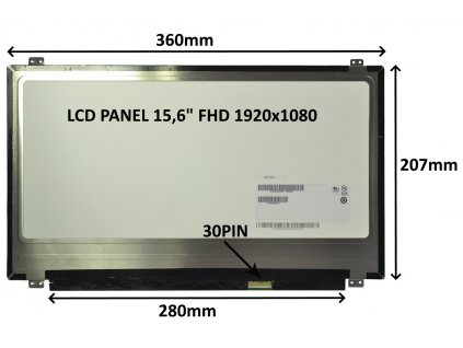 LCD PANEL 15,6'' FHD 1920x1080 30PIN LESKLÝ IPS / ÚCHYTY NAHOŘE A DOLE