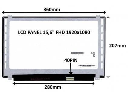 LCD PANEL 15,6'' FHD 1920x1080 40PIN MATNÝ / ÚCHYTY NAHOŘE A DOLE