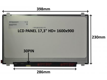 LCD PANEL 17,3'' HD+ 1600x900 30PIN MATNÝ / ÚCHYTY NAHOŘE A DOLE