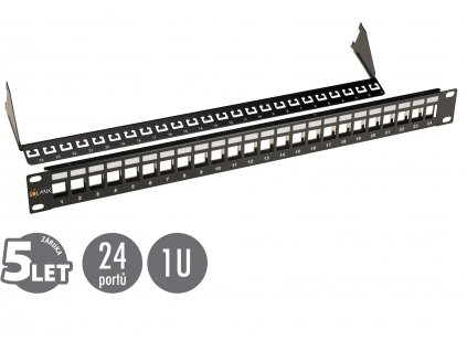 19'' modulární neosazený patch panel Solarix 24 portů černý 1U SX24M-0-STP-BK-UNI