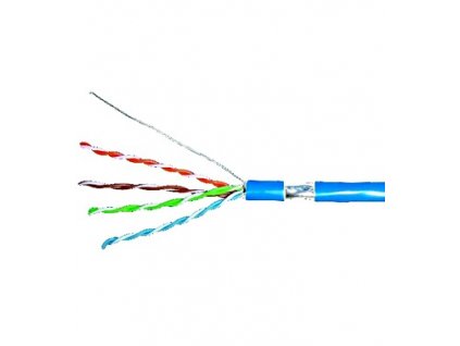 Kabel F/UTP Cat.5e 4x2xAWG24, LS0H plášt modrý, box 305m