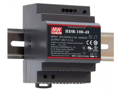 MEANWELL - HDR-100-24 - Průmyslový napájecí spínaný zdroj 24V 100W na DIN