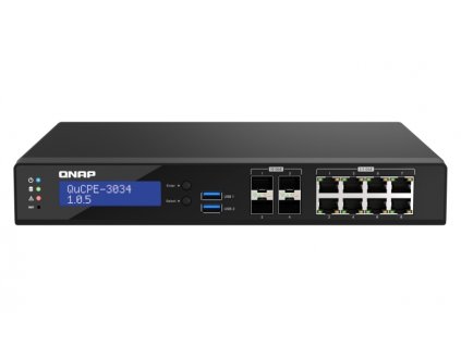 QNAP NVPE zařízení QuCPE-3034-C3758R-16G (4core C3758R 2,4GHz, 16GB RAM, 2xM.2, 8x2,5GbE,4x10G SFP+)