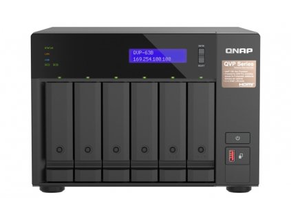 QNAP NVR QVP-63B (4core 4,3GHz, 16GB RAM, 6xSATA, 2xGbE, 2xM.2 NVMe Gen4, 2xPCIe, kamery: 8 (max 36)