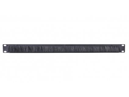 1U Cable Pass-Thru w/ Brush Strip Black