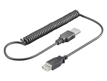 Kabel USB prodlužovací A-A, 0,5-1,5 m, kroucený, černý