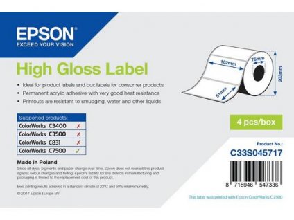 High Gloss Label - Die-cut Roll: 102mm x 51mm, 2310 labels