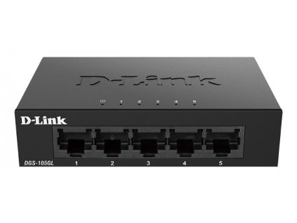 D-Link DGS-105GL/E 5-Port Gigabit Ethernet Metal Housing Unmanaged Light Switch without IGMP- 5-Port 10/100/1000 Mbps