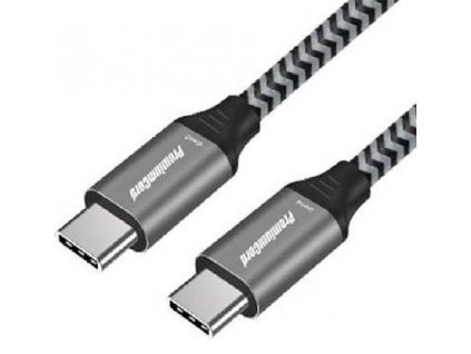 PremiumCord Kabel USB-C M/M, 100W 20V/5A 480Mbps bavlněný oplet, 1m