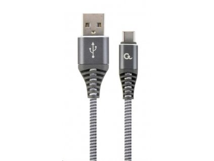 GEMBIRD Kabel USB 2.0 AM na Type-C kabel (AM/CM), 1m, opletený, šedo-bílý, blister, PREMIUM QUALITY