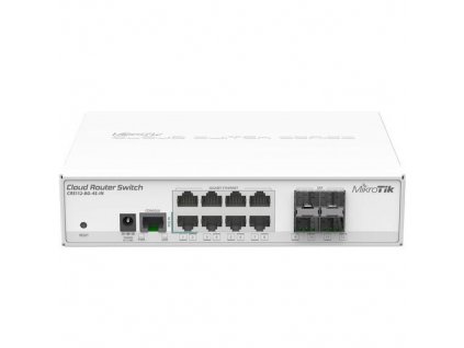 MIKROTIK RouterBOARD CRS112-8G-4S-IN with QCA8511, 128MB, 8xGLAN, 4xSFP, OS L5, desktop case, PSU