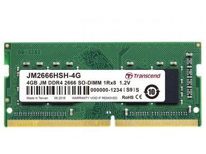 Transcend paměť 4GB (JetRam) SODIMM DDR4 2666 1Rx8 CL19